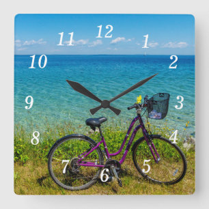 Mackinac Island Bike Wall Clock Quadratische Wanduhr