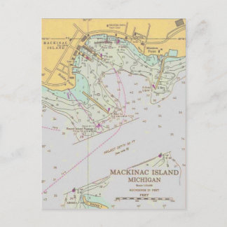 Mackinac Island Hafen nautische Karte Postkarte