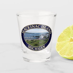Mackinac Island Harbour & Lake Huron in Michigan Schnapsglas