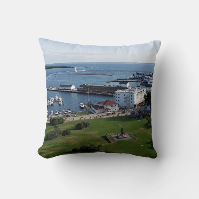 Mackinac Island & Harbour, Michigan Kissen (Vorderseite)