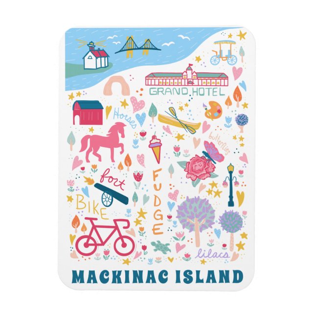 Mackinac Island Michigan Karte Lieblingsessen Magnet (Vertikal)