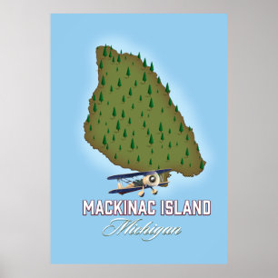 Mackinac Island Michigan Karte Poster