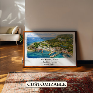 Mackinac Island Michigan Poster, Wasserfarbe, Cust Poster