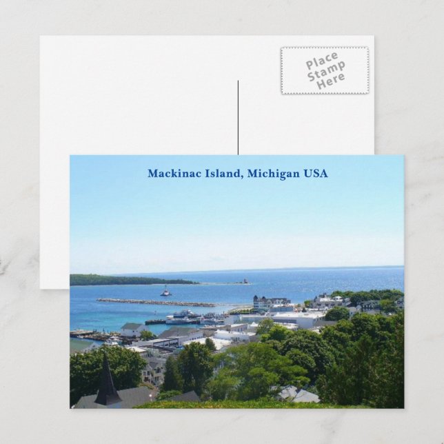 Mackinac Island View, Michigan USA Postkarte (Vorne/Hinten)