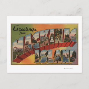 Mackinac, Michigan - Große Buchstabenszenen Postkarte