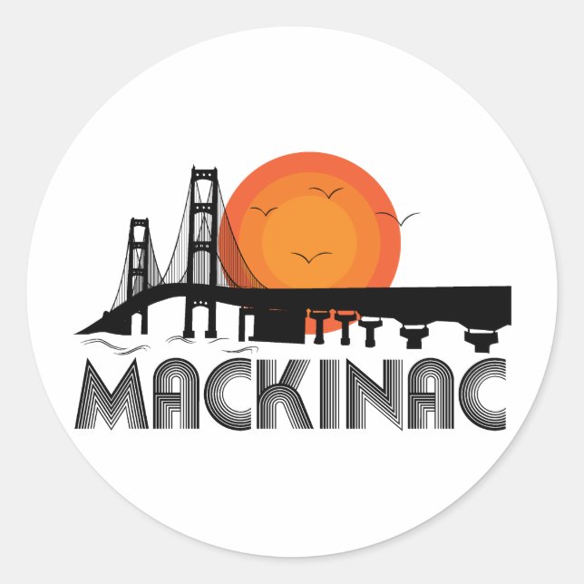 Mackinac Runder Aufkleber (Vorderseite)