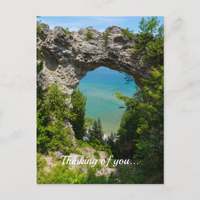 Mackinacs Arch Rock Denken Sie an Ihre Postkarte (Vorderseite)