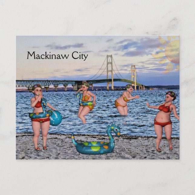 Mackinaw Bridge Postcard Postkarte (Vorderseite)