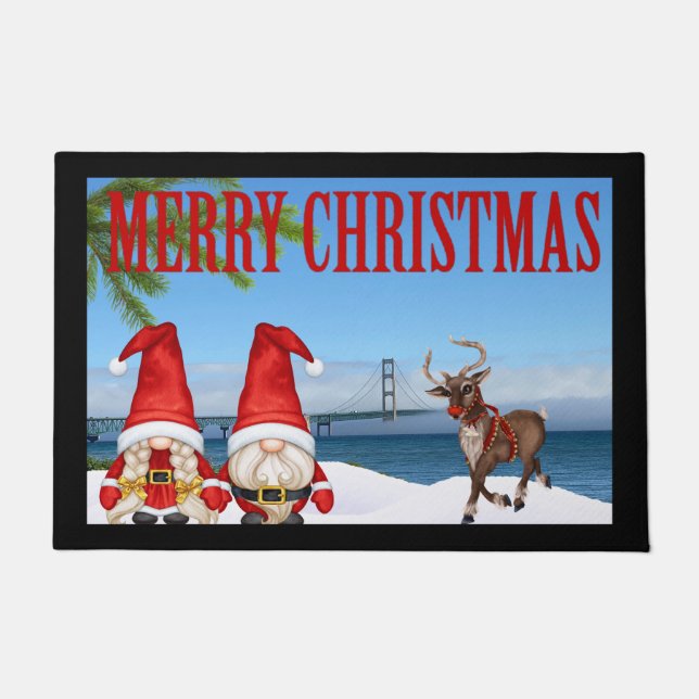 Mackinaw Bridge Weihnachtsmatte Fußmatte (Vorderseite)