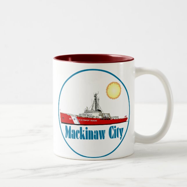 Mackinaw City Michigan Zweifarbige Tasse (Rechts)