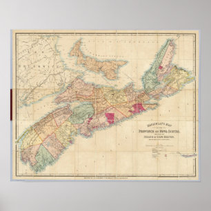 Mackinlays Karte der Provinz von Neuschottland 4 Poster