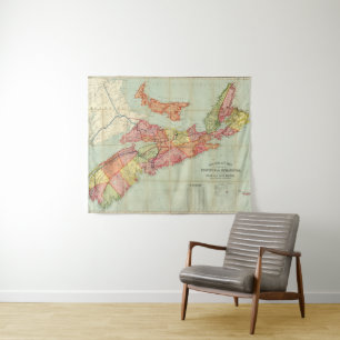 Mackinlays Karte der Provinz von Neuschottland 4 Wandteppich