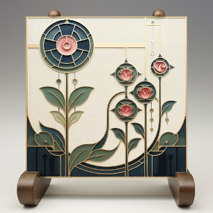 Mackintosh Art Deco abstrakte Blumenwanddekoration Fliese