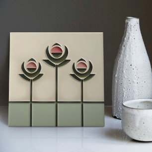 Mackintosh Art Deco abstrakte Blumenwanddekoration Fliese