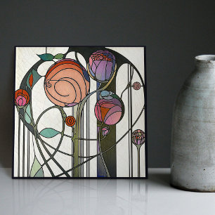 Mackintosh Art Deco abstrakte Blumenwanddekoration Fliese