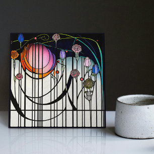 Mackintosh Art Déco Abstrakte Wand-Deco Fliese