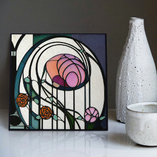 Mackintosh Art Deco Abstrakte Wand-Deco Fliese