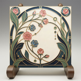 Mackintosh Rose Art Nouveau Faux Stained Glass Fliese