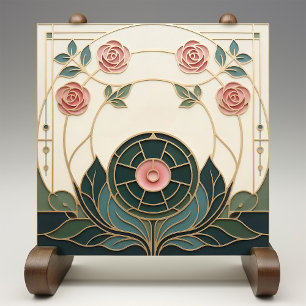 Mackintosh-Rosen-Art-Nouveau-Falsches-Buntglas Fliese
