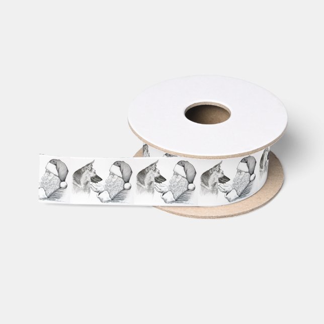 Macksie-and-Santa-LARGE Satinband (Spule)
