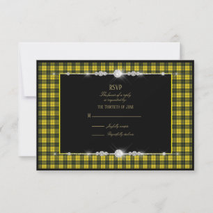 MacLachlan Dress Scottish Tartan Wedding RSVP Karte