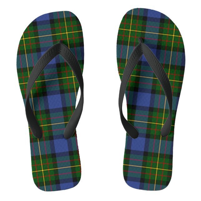 MacLaren Tartan Bleu Vert Noir Tongs Adultes (Semelle)