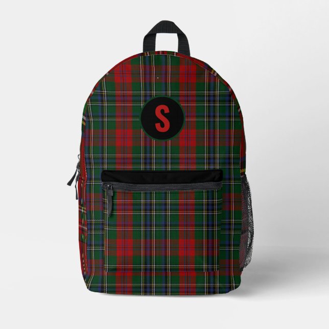 MacLean Kariert Mit Monogramm Bedruckter Rucksack (Vorderseite)