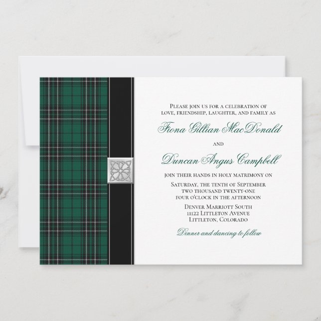 MacLean Modern Hunting Tartan Wedding Einladung (Vorderseite)