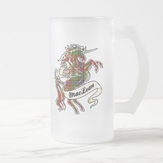 MacLean Tartan-Einhorn Mattglas Bierglas (Rechts)