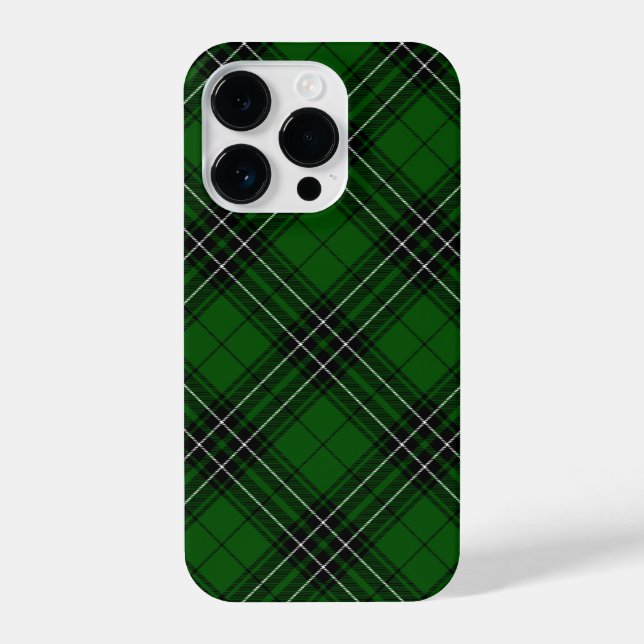 MacLean Tartan Green und Black Kariert iPhone 14 Pro Hülle (Rückseite)