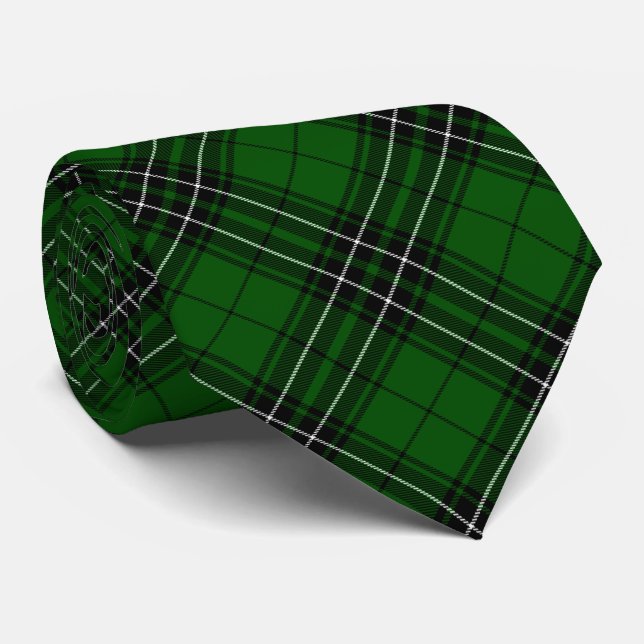 MacLean Tartan Green und Black Kariert Krawatte (Gerollt)