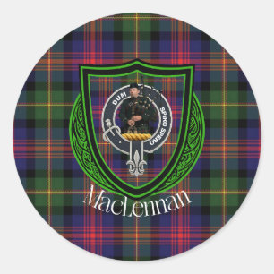 MacLennan schottischer Clan Tartan & Wappen Runder Aufkleber