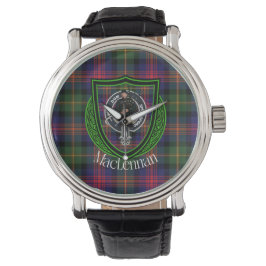 MacLennan Scottish Clan Tartan & Crest Armbanduhr