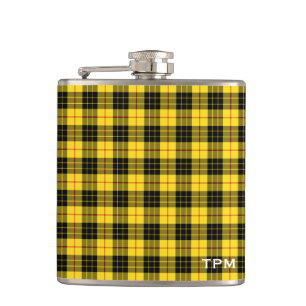 MacLeod Clan-gelbes und schwarzes Tartan-Monogramm Flachmann