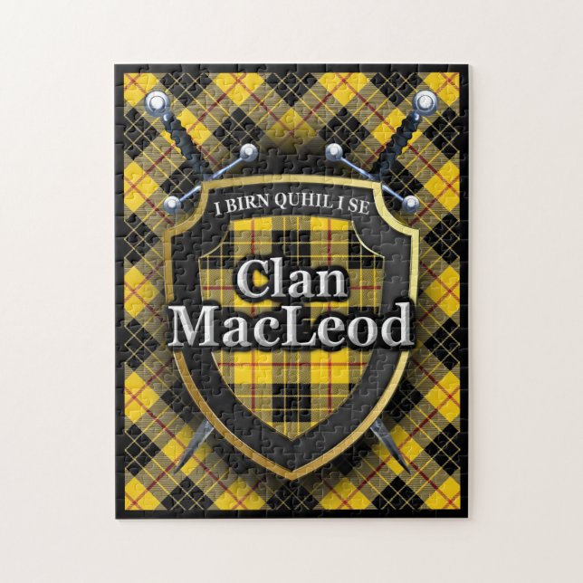 MacLeod Clan Lewis Tartan Schwerter und Shield (Vertikal)