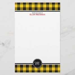MacLeod Clan Tartan Yellow Kariert Monogram Briefpapier