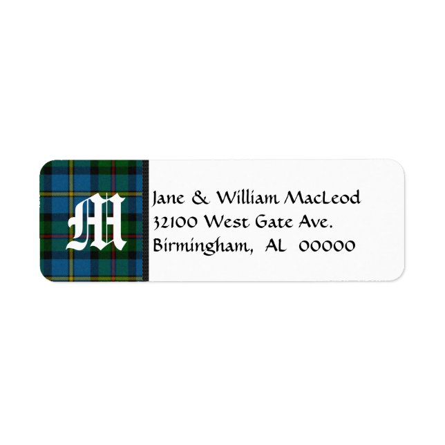 MacLeod Tartan Karierte Monogram Address Labels (Vorne)