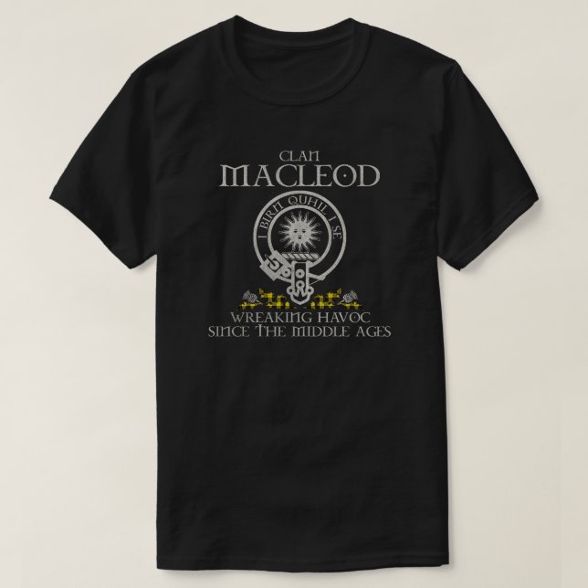 MacLeod von Lewis Clan Wappen Schottische Nachname T-Shirt (Design vorne)