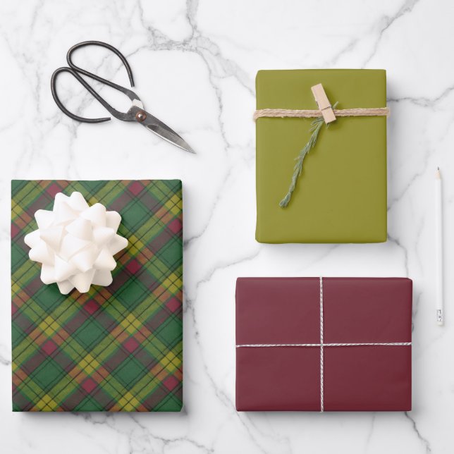 MacMillan Altes ancient Original Scottish Tartan Geschenkpapier Set (Vorderseite)