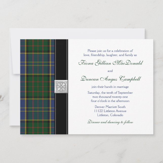 MacMillan Hunting Tartan Wedding Einladung (Vorderseite)