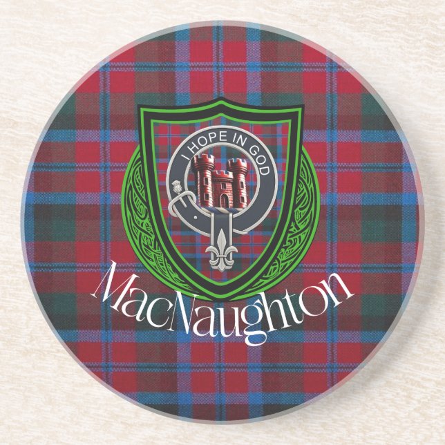 MacNaughton Schottischer Clan Tartan & Wappen Getränkeuntersetzer (Vorne)
