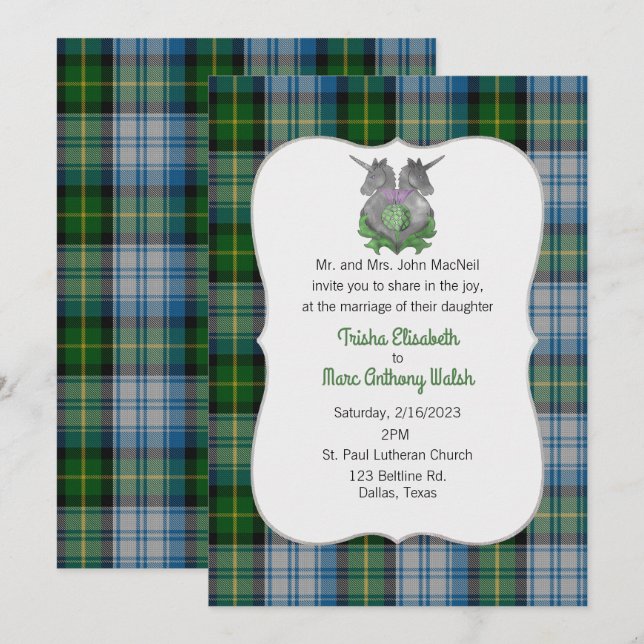 MacNeil Clan Scottish Symbols Wedding Einladung (Vorne/Hinten)