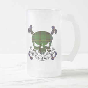 MacNeil Tartan-Schädel Mattglas Bierglas