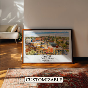 Macon Georgia Poster, Aquarell, Maßgeschneidert Poster