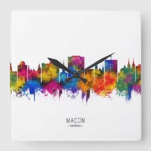 Macon Georgia Skyline Quadratische Wanduhr