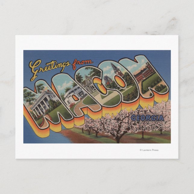 Macon, GeorgienGroße BuchstabenszenenMacon, GA Postkarte (Vorderseite)