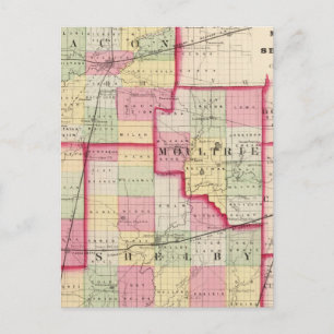 Macon, Moultrie, Shelby-Landkreise Postkarte