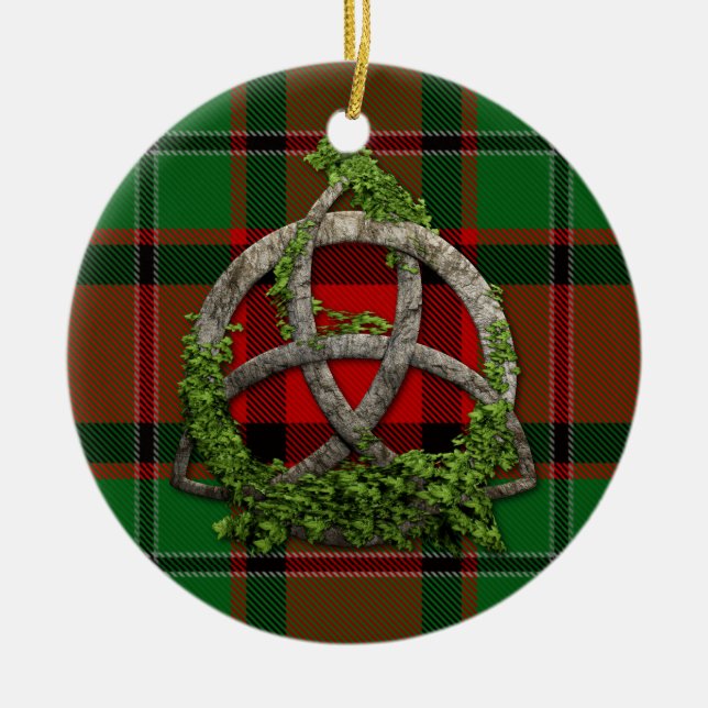 MacPhail Tartan und keltischer Dreiheits-Knoten Keramik Ornament (Vorne)