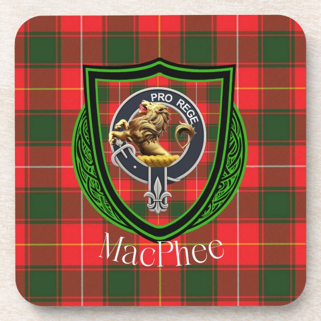 MacPhee Scottish Clan Tartan & Crest Getränkeuntersetzer (Vorderseite)