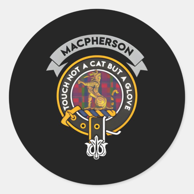 Macpherson Clan Abzeichen Scottish Tan Runder Aufkleber (Vorderseite)